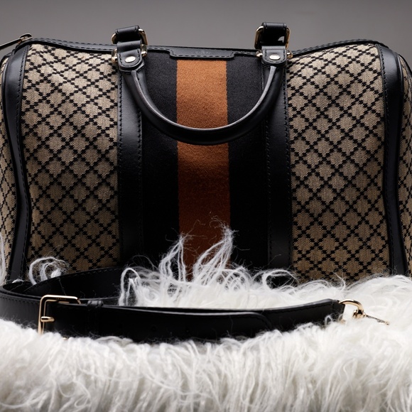 Gucci Diamante Canvas Vintage Web Joy Medium Boston Bag - Picture 2 of 15